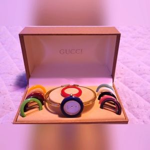 1990's Old Vintage Interchangeable Bezel bangle watch stainless steel very good